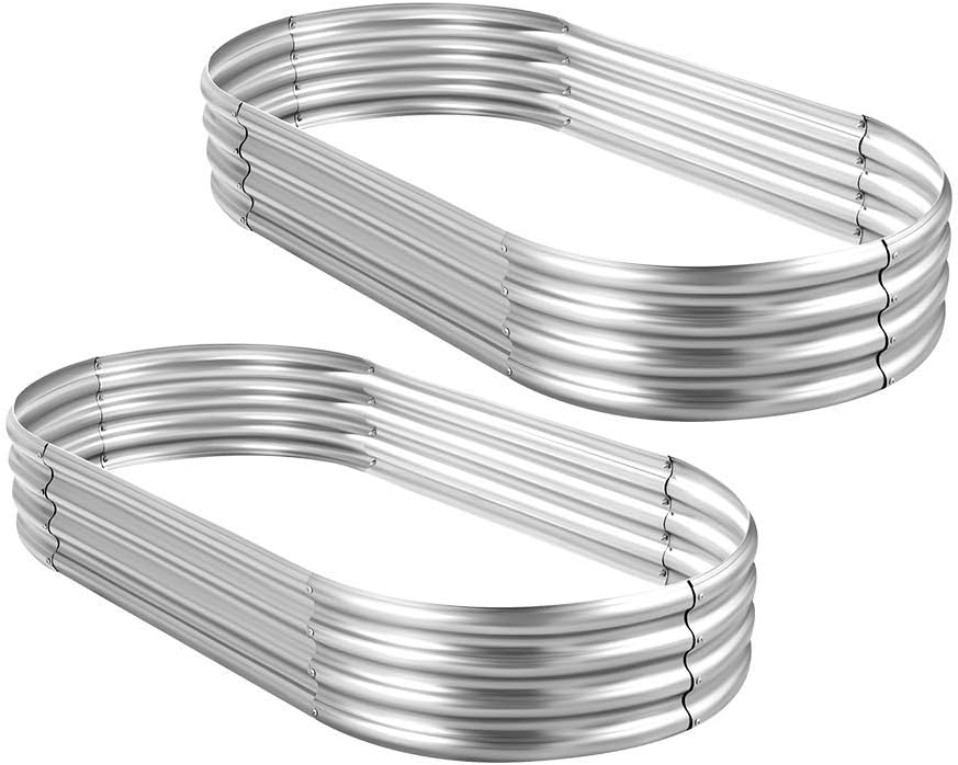 Land Guard 2-Pack Oval Galvanized Steel Raised Garden Bed, Large Metal