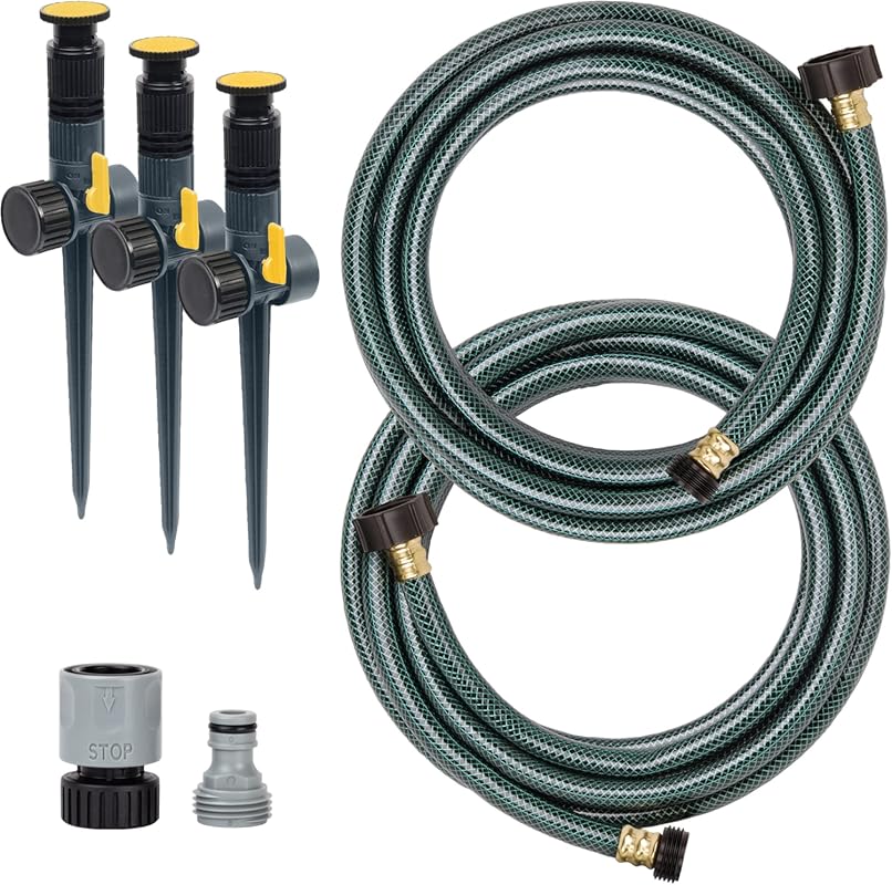 Melnor 65191AMZ Adjustable Spike Sprinkler Bundle in Green and Yellow 