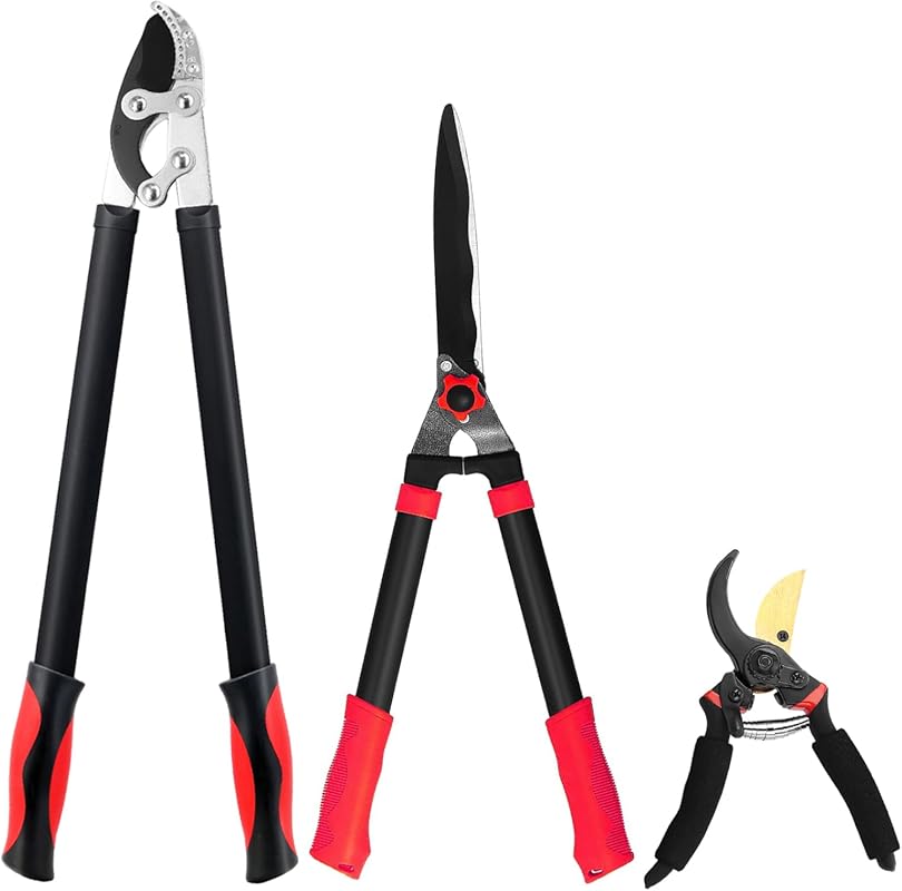 3-Piece Lopper Hedge Shear Pruner Set: Tree Shrub Care – Branch Cutter