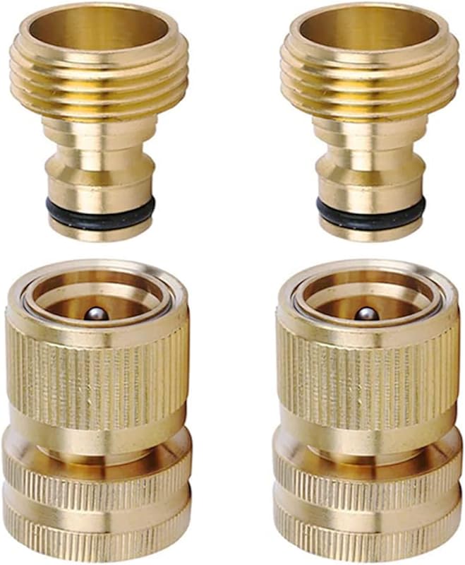 Brass Hose Quick Connect Fittings, 3/4 Inch GHT No-Leak Male and Femal