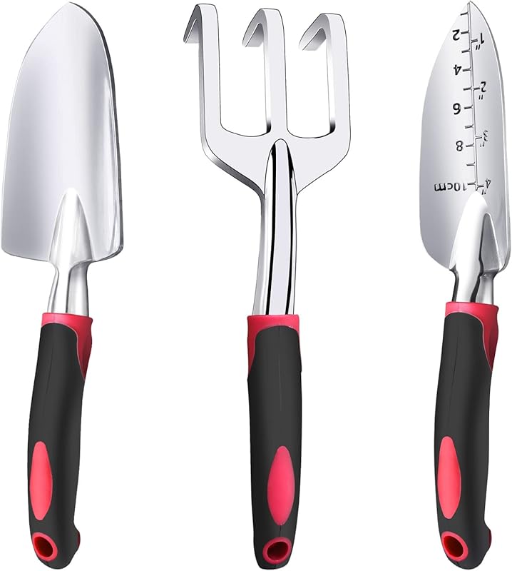 Aluminum 3-Piece Garden Tool Set with Hand Shovel, Transplanter, Hand