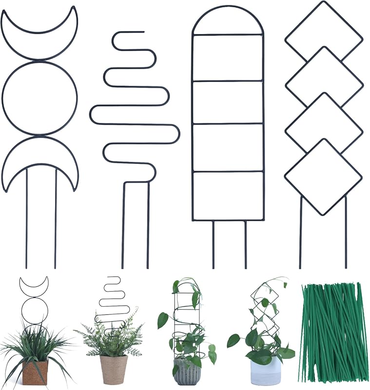 4 Pack 16 Inch Metal Trellis for Climbing Plants - Indoor Outdoor Supp