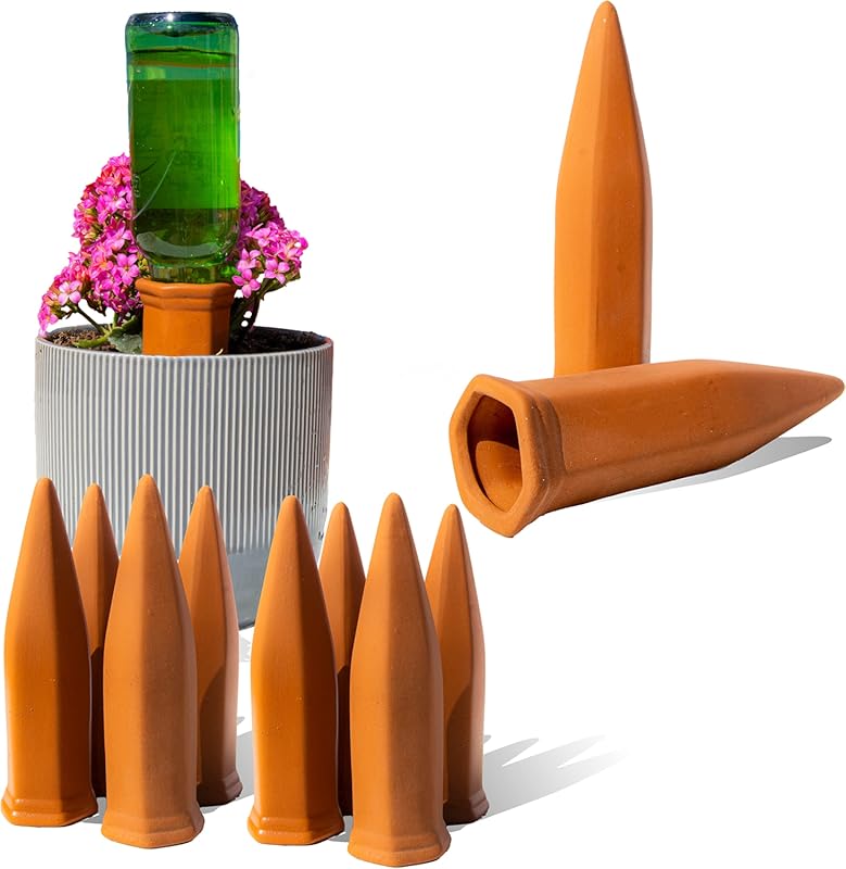 10-Pack Natural Self Watering Spikes: Terracotta Automatic Plant Water
