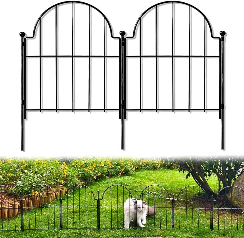 22x10.83 ft Arched No Dig Garden Fence, Rustproof Metal Ground Stakes 