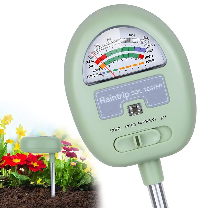 4-in-1 Soil Tester for Moisture, Light, Nutrients, pH, No Battery Requ