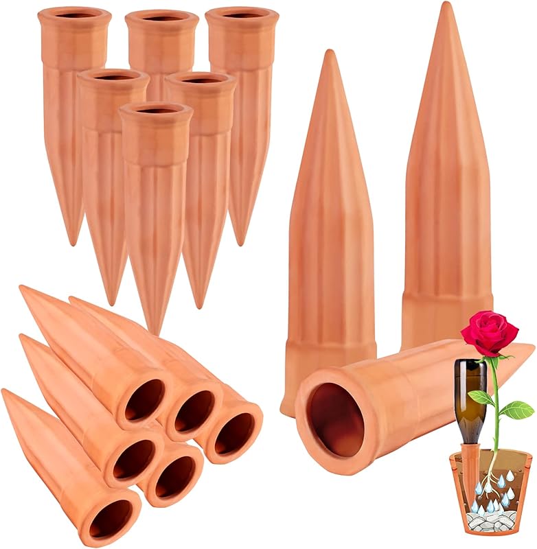 Plant Self-Watering Stakes 15-Pack: Terracotta Automatic Plant Waterer