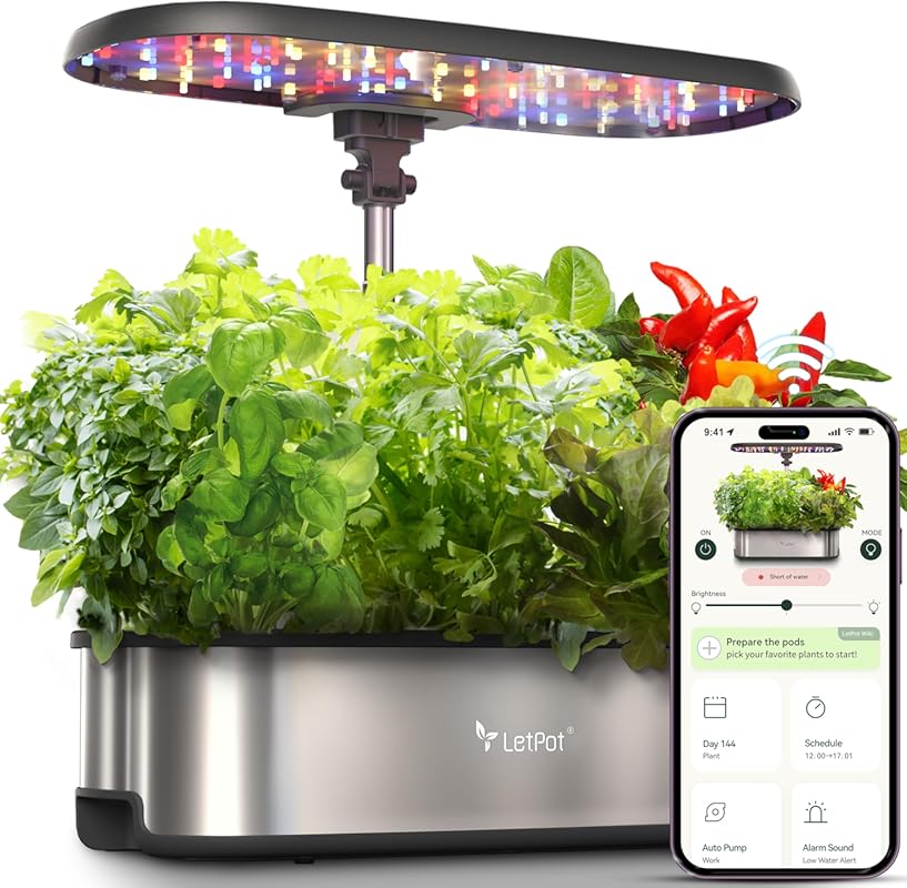 LetPot LPH-SE 12-Pod Hydroponic Garden: APP WiFi, 24W LED, 5.5L Tank, 