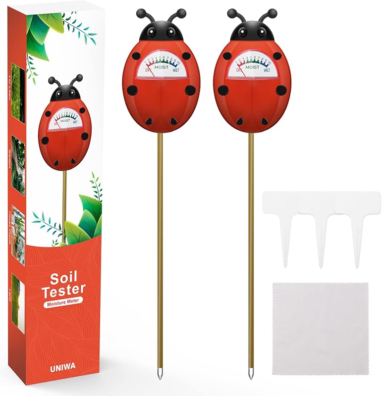 UNIWA Soil Moisture Meter 2-Pack: No Battery Hygrometer for Plants - G