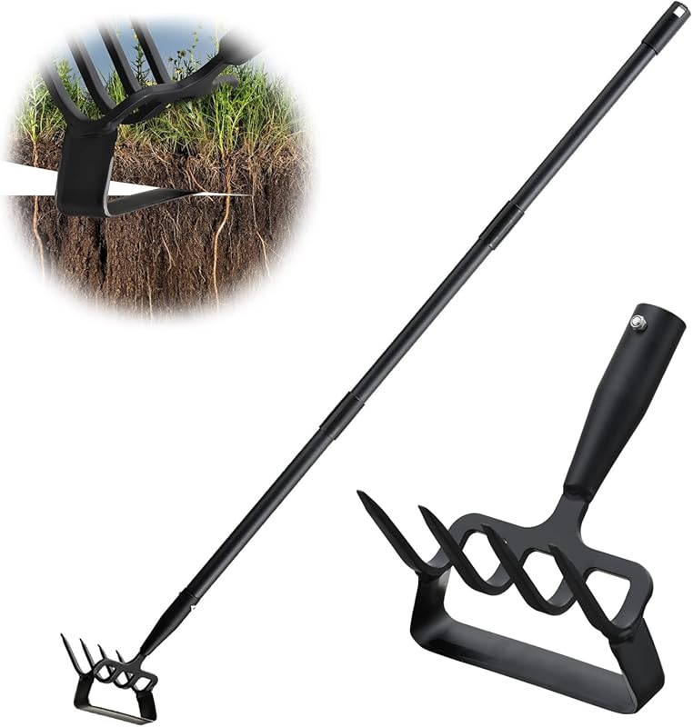 Heavy-Duty 62-Inch Adjustable Hula Hoe with Stirrup and Loop Rake, 2-i