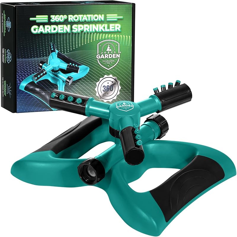 Joeys Rotating Garden Sprinkler for Large Yard Coverage – Lawn Sprinkl