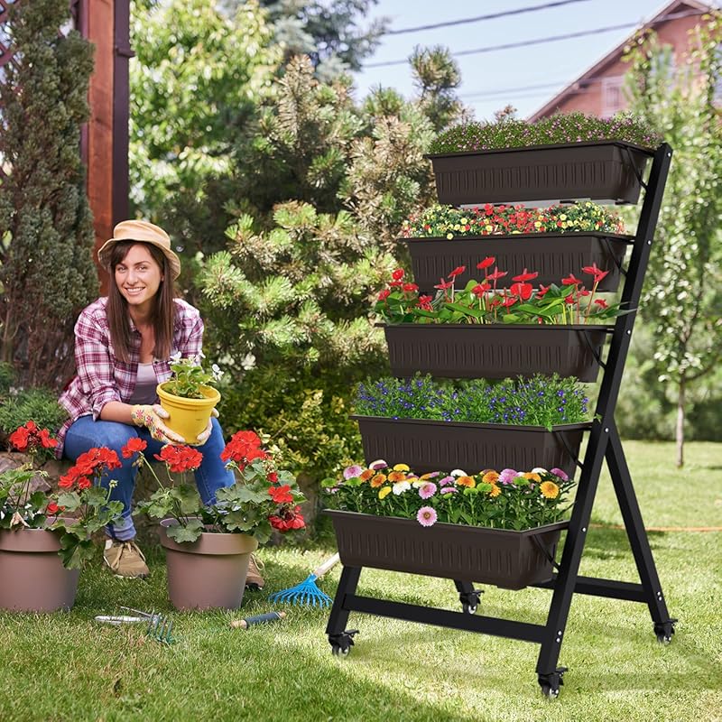 TOREVSIOR 5-Tier Vertical Raised Garden Bed with Drainage - Elevated P