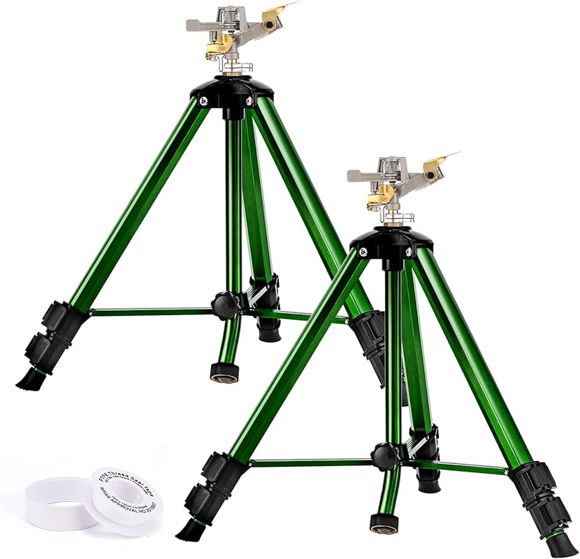 Keten 2-Pack Impact Sprinklers on Tripod Base: 360-Degree Coverage, Ex