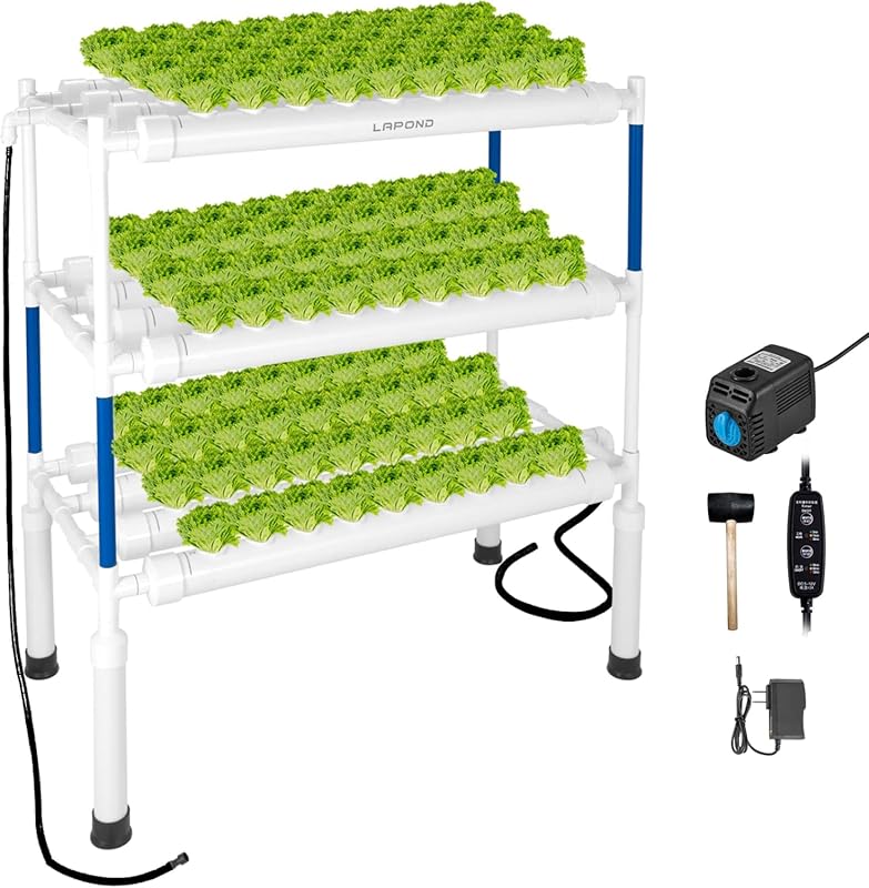 Hydroponics 108-Plant Hydroponic Grow Kit with 3 Layers Food-Grade PVC