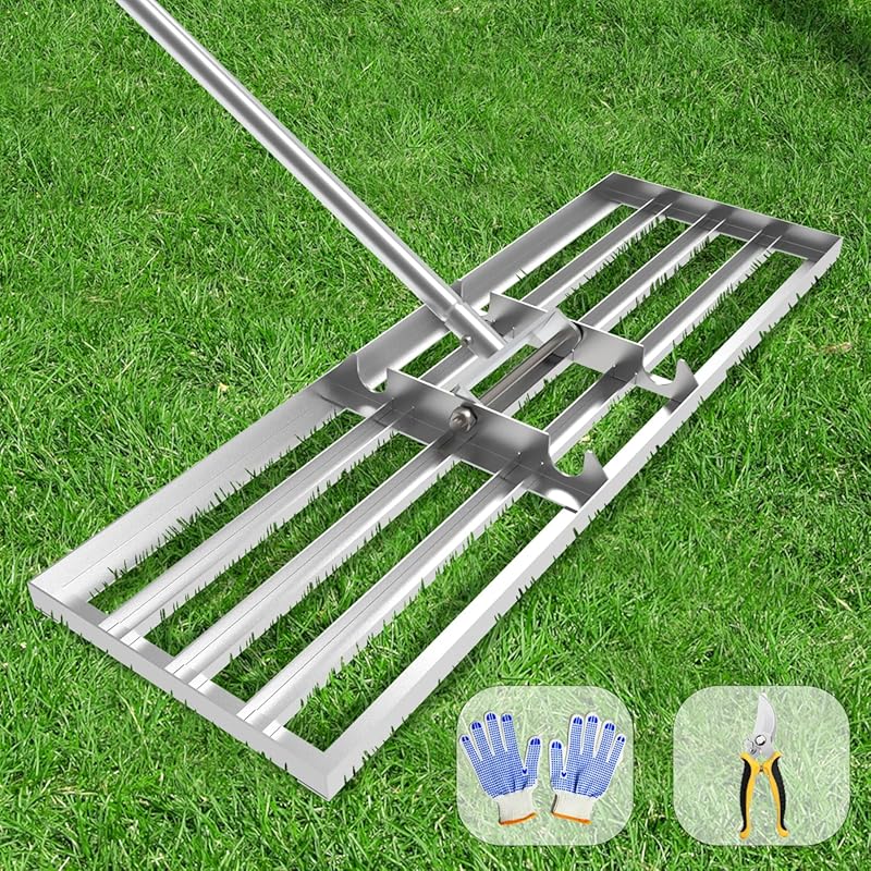 Professional-Grade 30x10 Inch Lawn Leveling Rake with Stainless Steel 