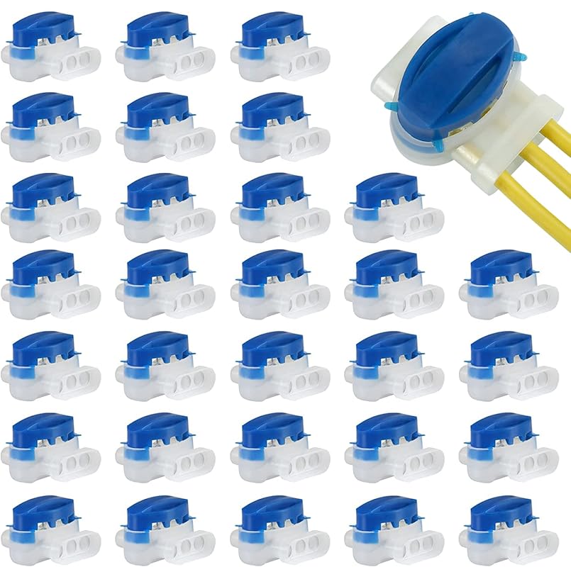GWHOLE 30pcs 3-Way Waterproof Wire Connectors for 22-14AWG Cables, IDC