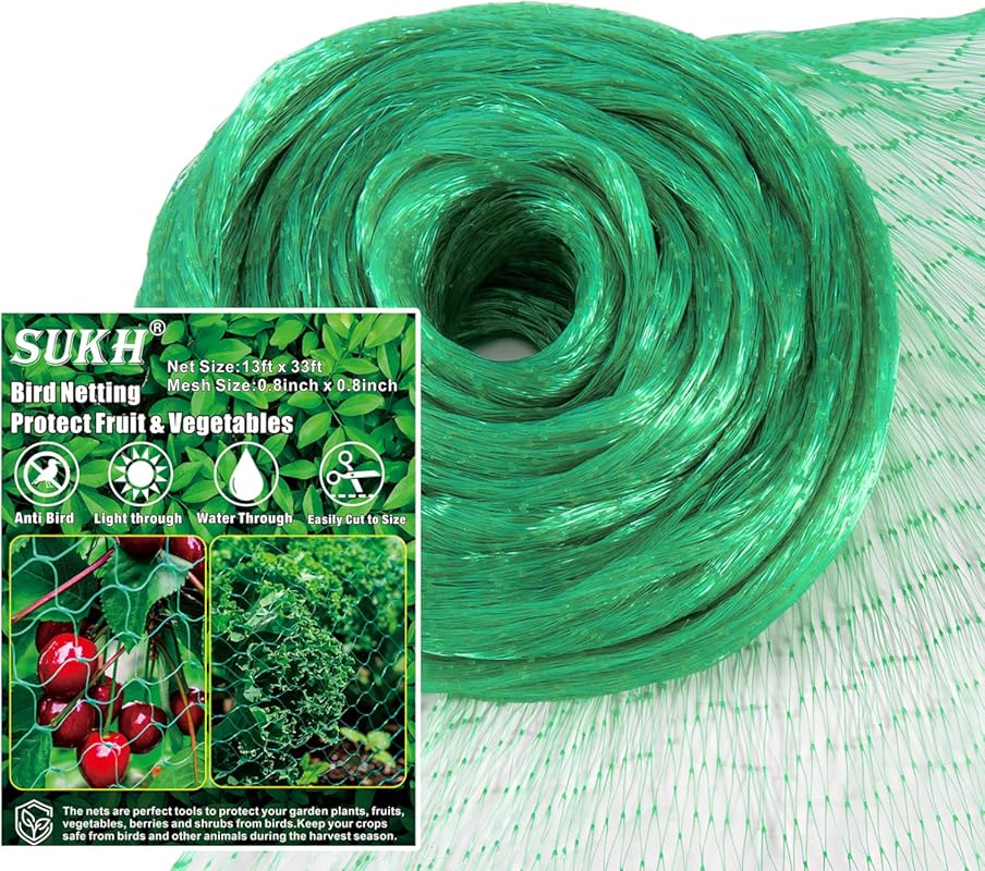 Sukh Bird Netting 13x33ft, Garden Protection Mesh Net for Fruit Trees,