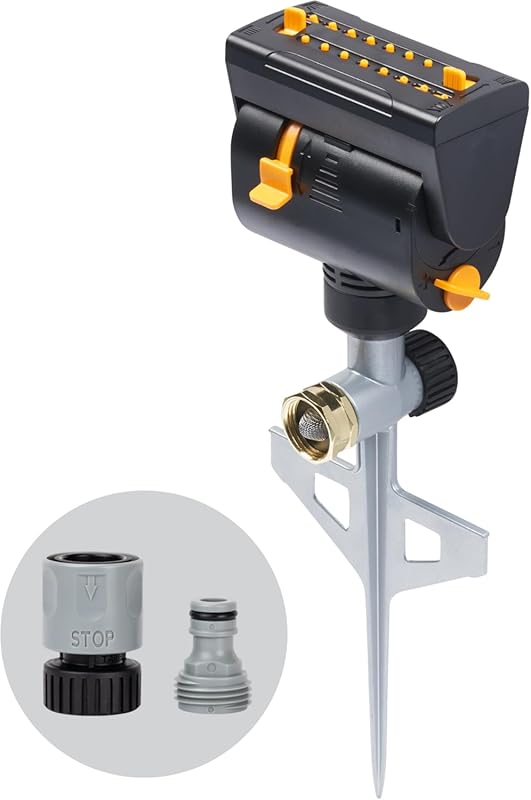 Melnor 65137AMZ MiniMax Turbo Oscillating Sprinkler on Step Spike: 4-W