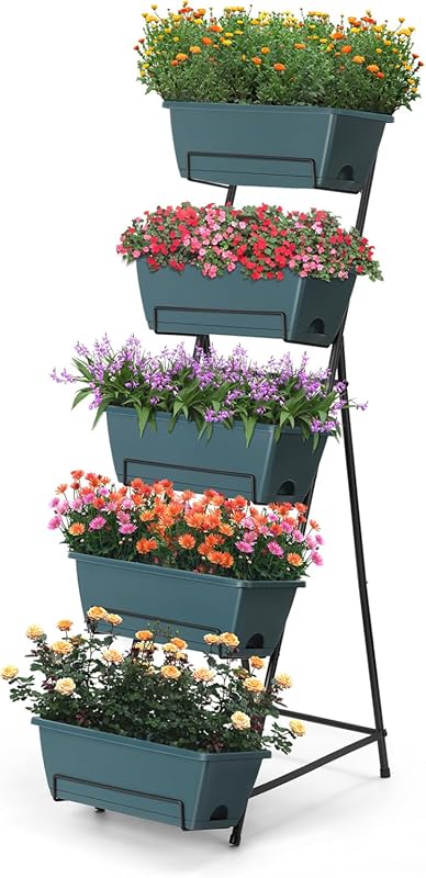 5-Tier Vertical Raised Garden Bed with Drainage Holes for Herbs, Flowe