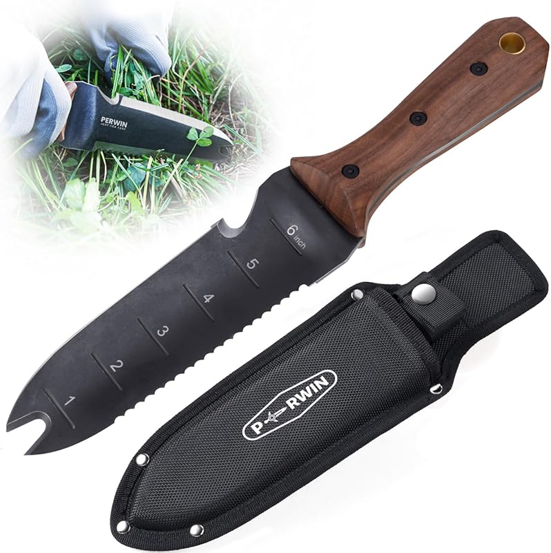 Hori Hori 7-Inch Stainless Steel Garden Knife with Full-Tang Walnut Ha