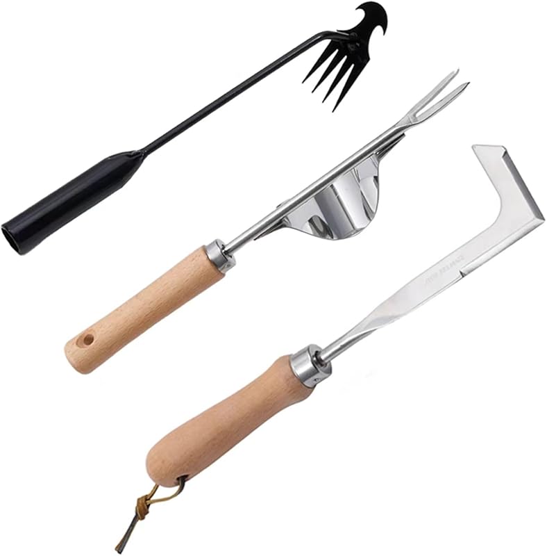 3-Pack L-Shape Stainless Steel Weed Puller: Manual Hand Tool for Crack, Crevice, Paver & Moss Removal