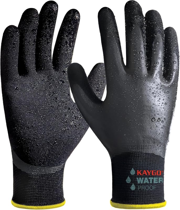 KAYGO KG150 Waterproof Work Gloves - Rubber Coated Non-Slip Grip for G