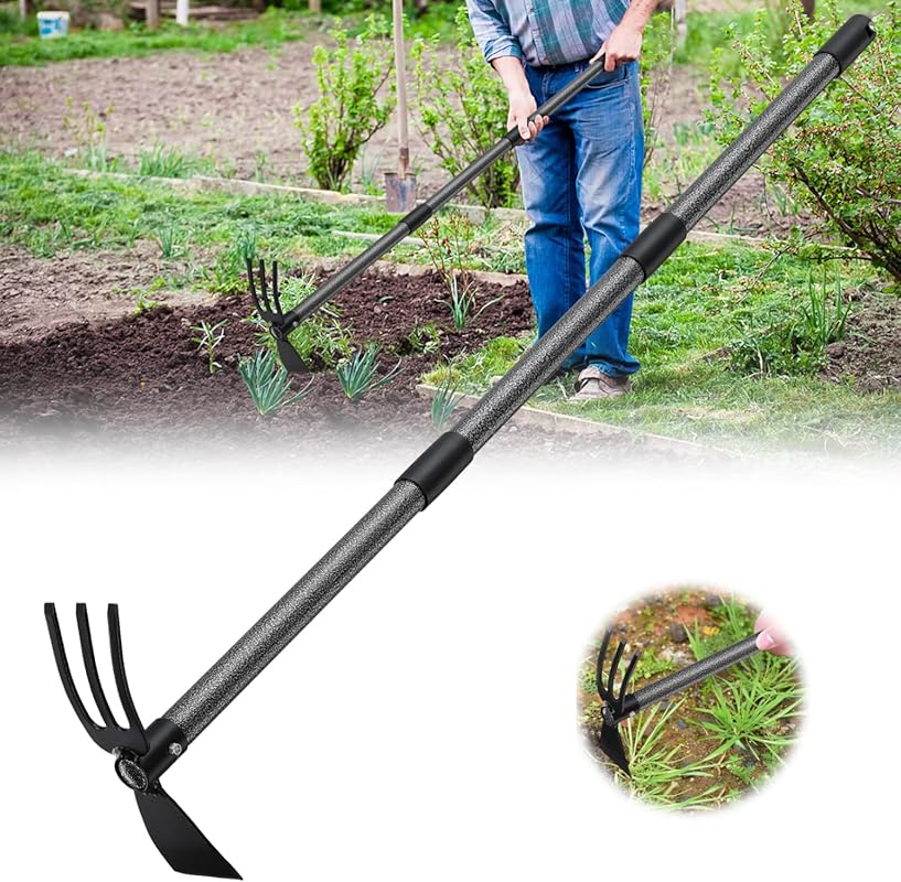45-Inch Heavy-Duty Hoe and Cultivator with Long Handle for Standing Us