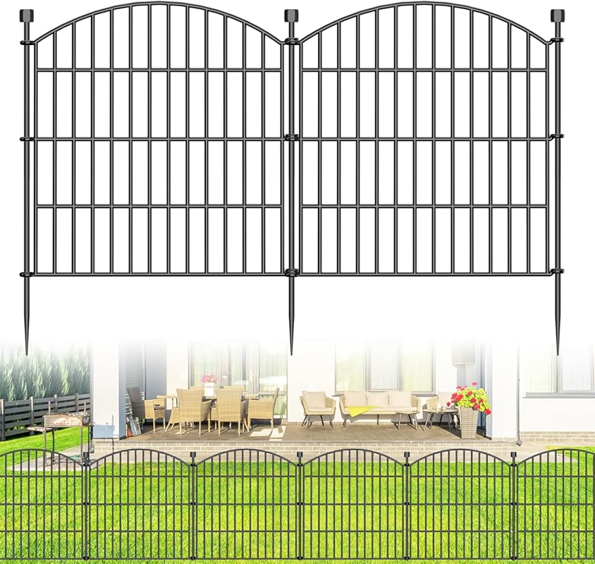 10-Panel No-Dig Garden Fence, 24x20 ft, Rustproof Metal for Animal Bar