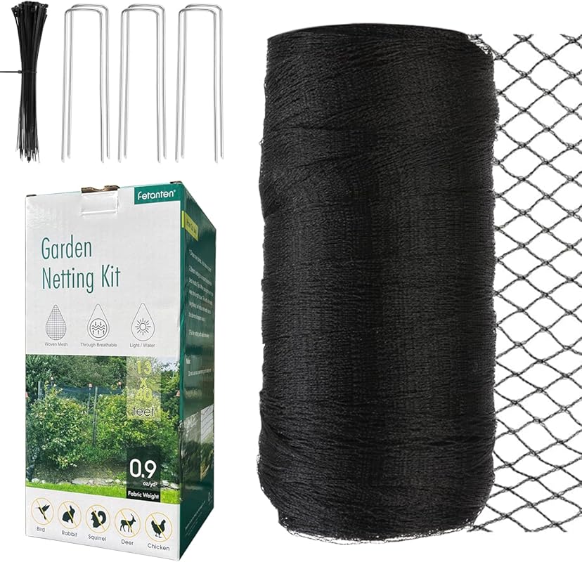 Fetanten Bird Netting 13 x 40 FT, Heavy-Duty Woven Mesh for Garden Pro