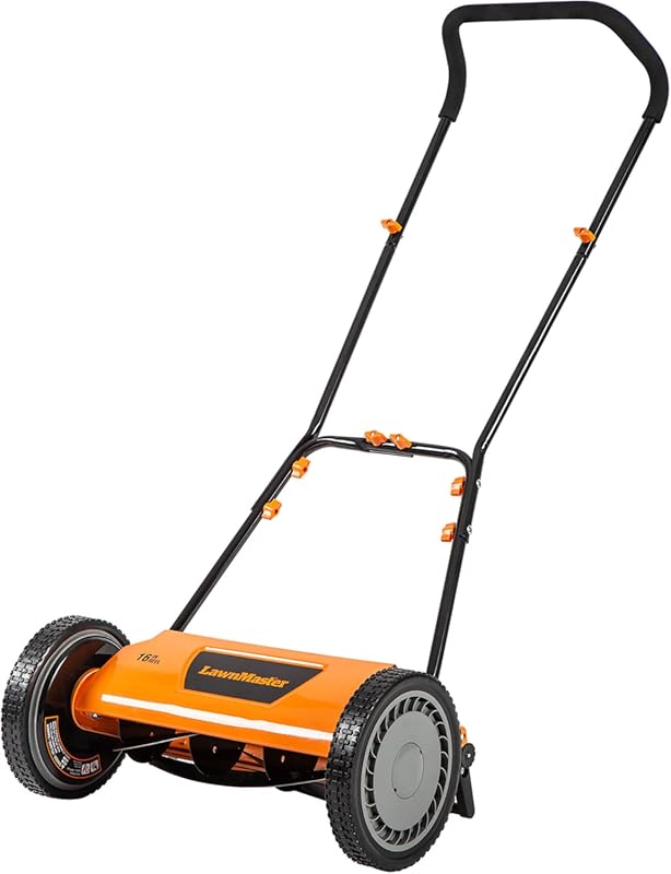 LawnMaster LMRM1602 16-Inch 5-Blade Push Reel Lawn Mower for Manual, E