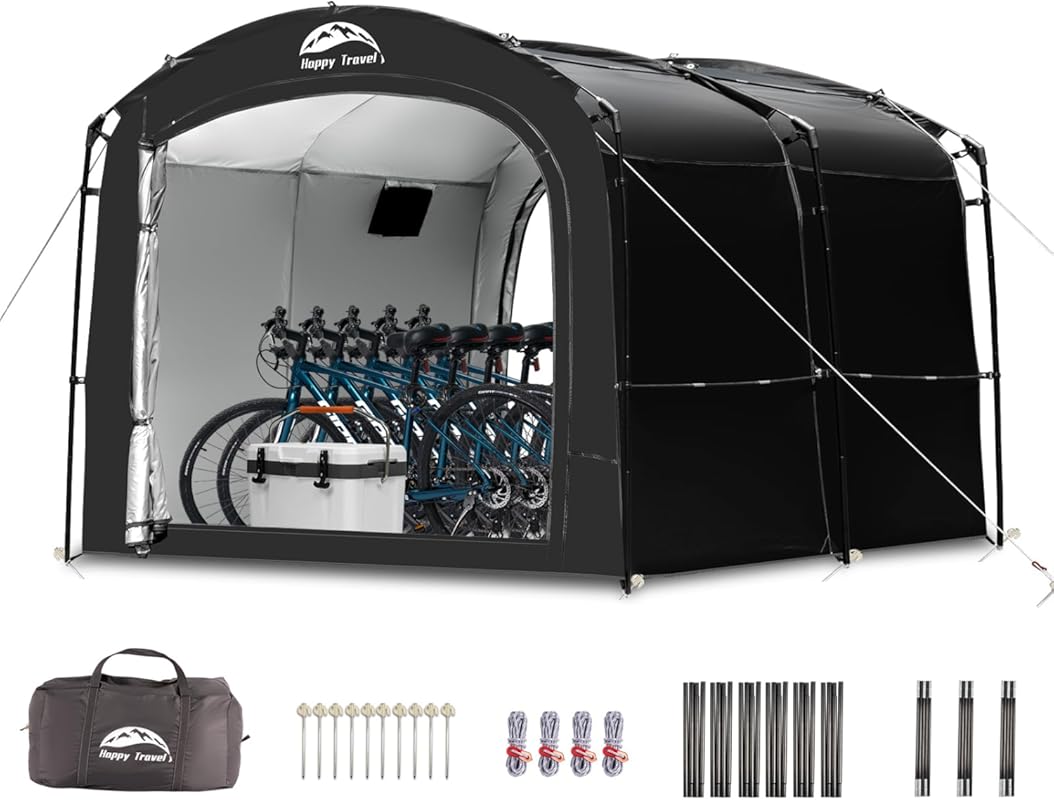 Happy Travel 8x7x6.3ft Bike Storage Tent with 30% Extra Top Space, Dou