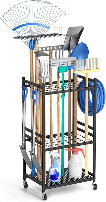 Heavy-Duty Wheeled Garden Organizer for Garage, Yard - Tower Rack Hold