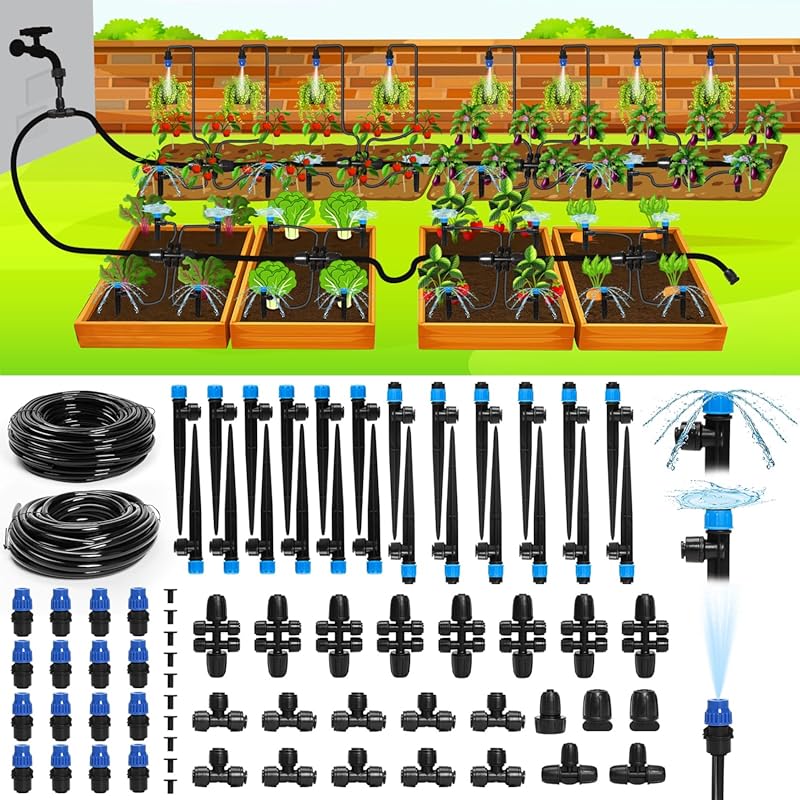Bonviee 230FT Garden Drip Irrigation System with Quick-Connect Fitting