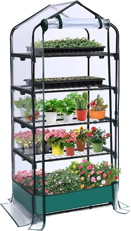 5-Tier Mini Greenhouse for Indoor Outdoor with Durable PVC Cover, Shel