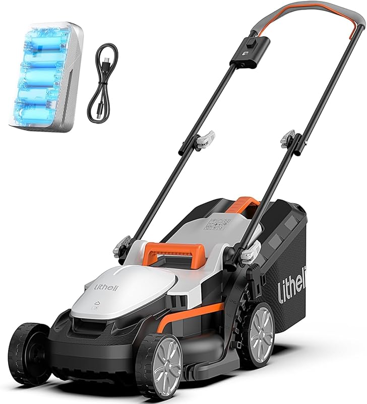 Litheli U20 13-Inch 20V Cordless Lawn Mower with 5 Height Adjustments,