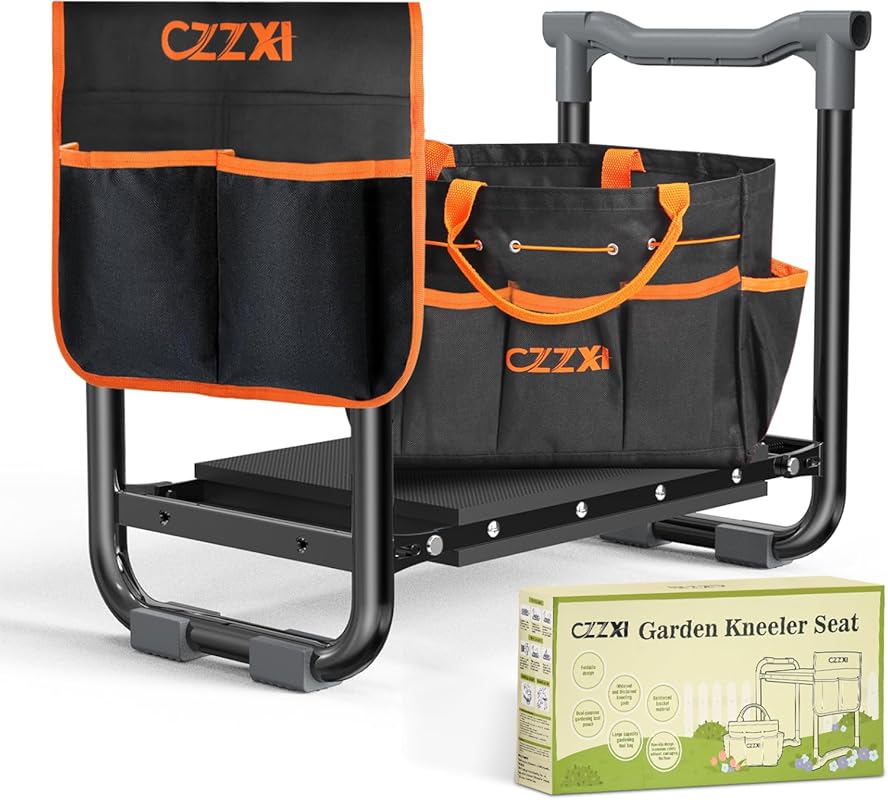 Garden Kneeler and Seat: Wider Thicker Pad, Heavy Duty Stool with Tool