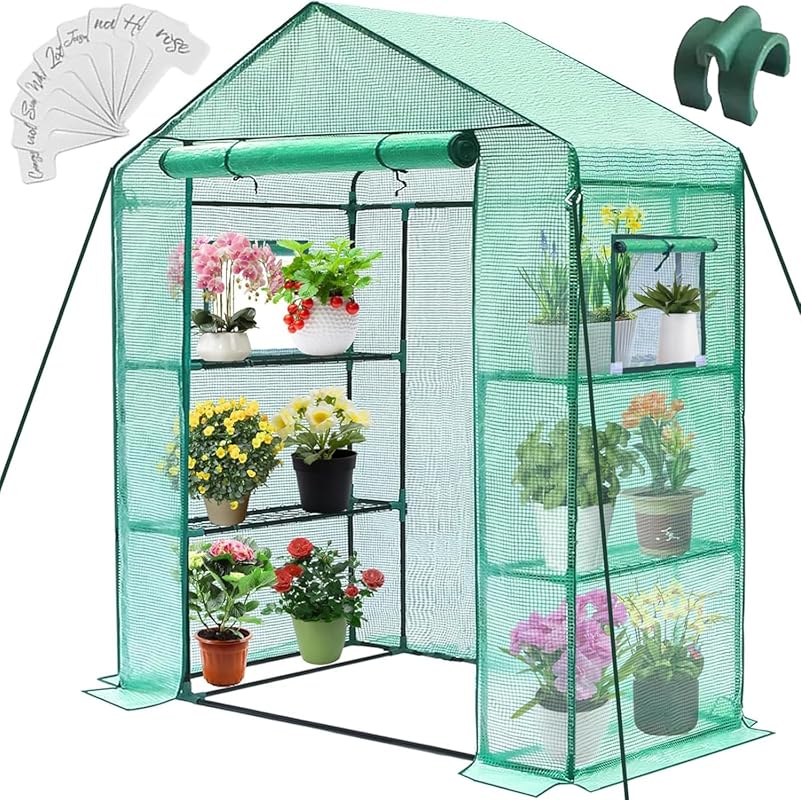 Greengro 28x57x76'' Small Plant Greenhouse – Screen Windows, 3 Tiers 4