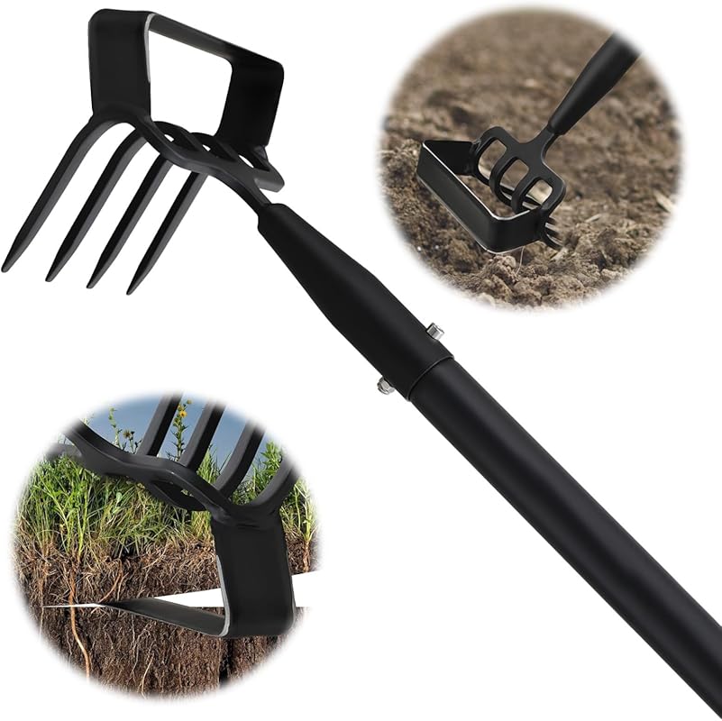 62-Inch Heavy-Duty Metal Stirrup Hoe Weeder Scraper Rake for Soil Till
