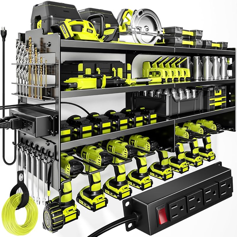 Power Tool Organizer Wall Mount, Charging Station, 4 Layer Heavy Duty 