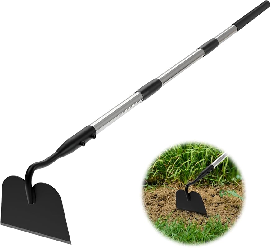 Heavy-Duty Adjustable Draw Hoe with 5.5 FT Long Handle and 6-Inch Wide