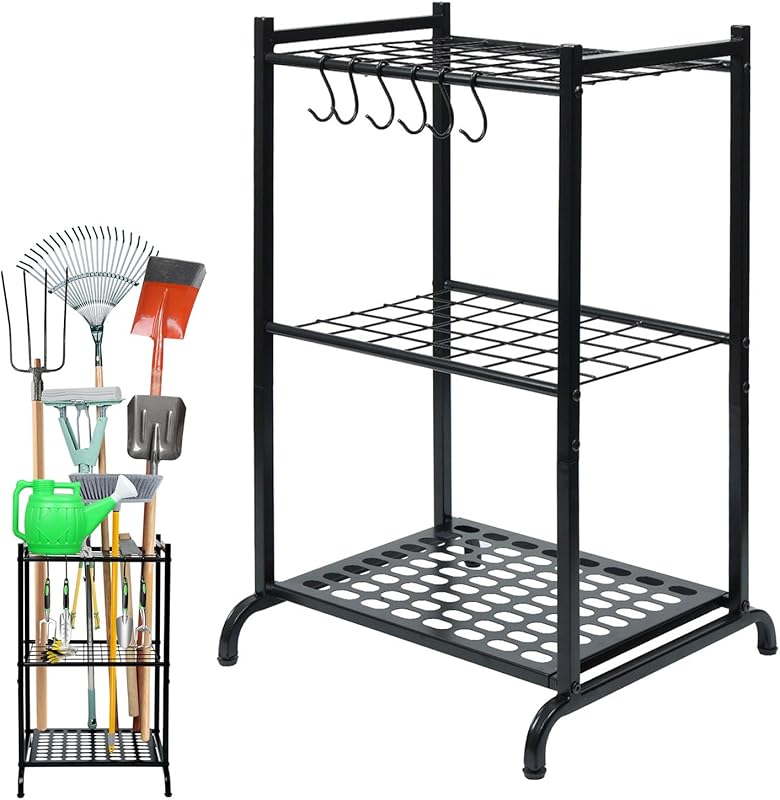 3-Tier Heavy-Duty Garden Tool Organizer for Garage, Shed, Outdoor - Ho