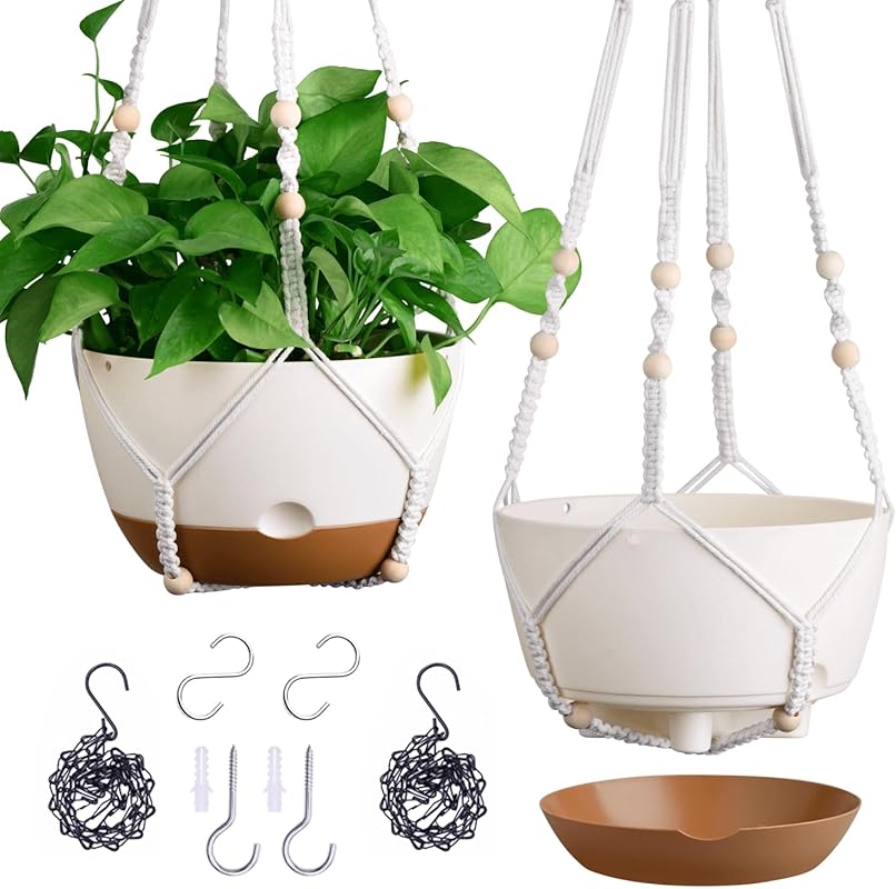 2-Pack 10-Inch Hanging Planters with Self-Watering and Drainage for In