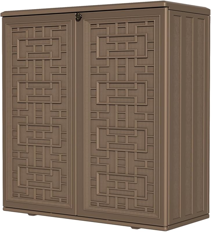 HOMSPARK HDPE Plastic Storage Cabinet with Doors and Shelf for Indoor