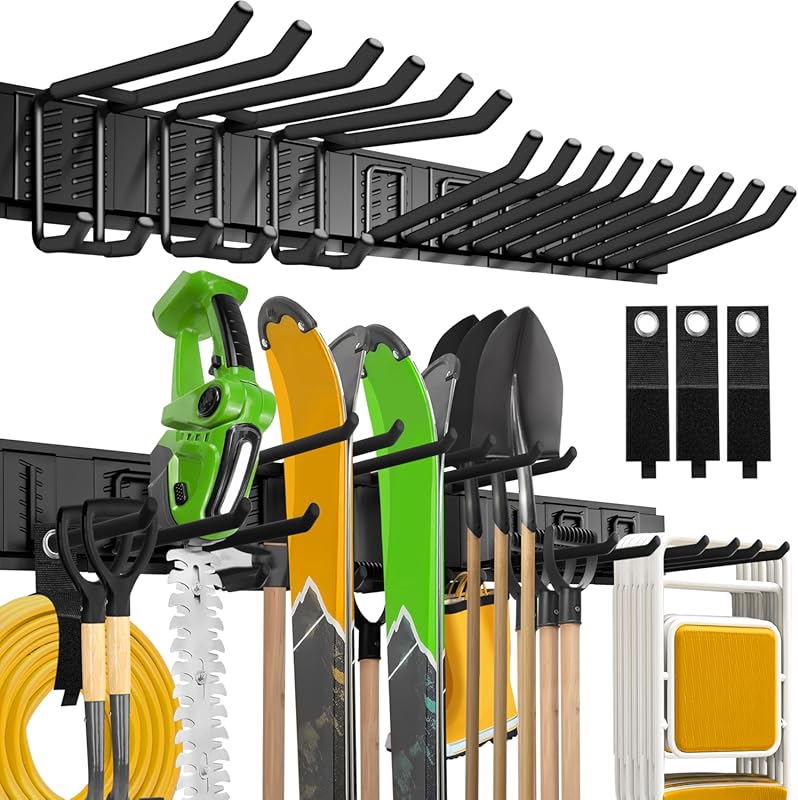 Heavy-Duty 48in Garage Wall Organizer with 15 Hooks - 675 lb Capacity,