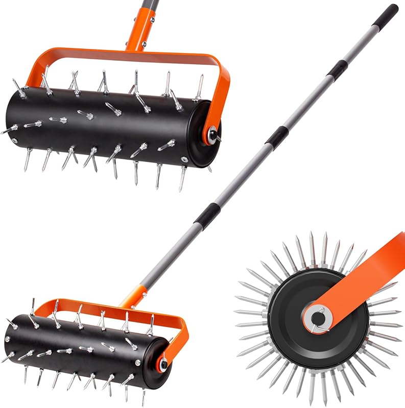Heavy Duty Walensee Rolling Lawn Aerator: 42 Spikes, 71