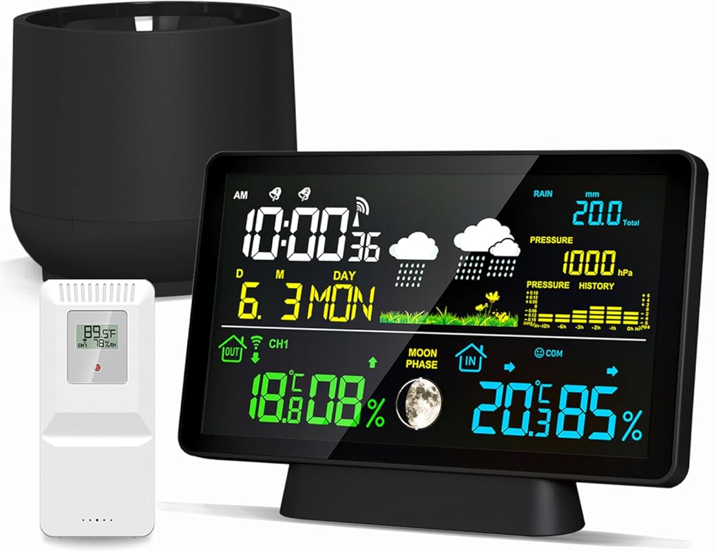 Wireless Rain Gauge and Weather Station: Digital Outdoor/Home Monitori