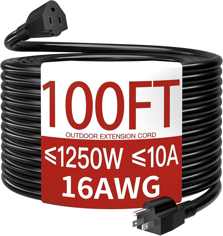 100 ft 16/3 Outdoor Extension Cord Waterproof Weatherproof Flame Retar