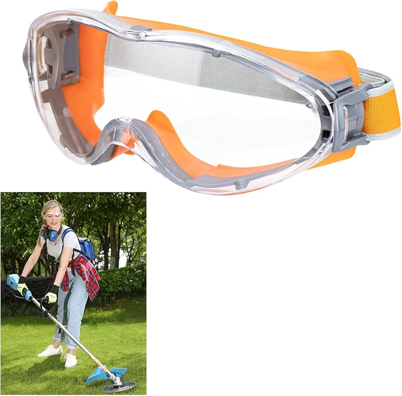 Unisex Mowing Goggles: Anti-Fog, Scratch Resistant, Orange Transparent