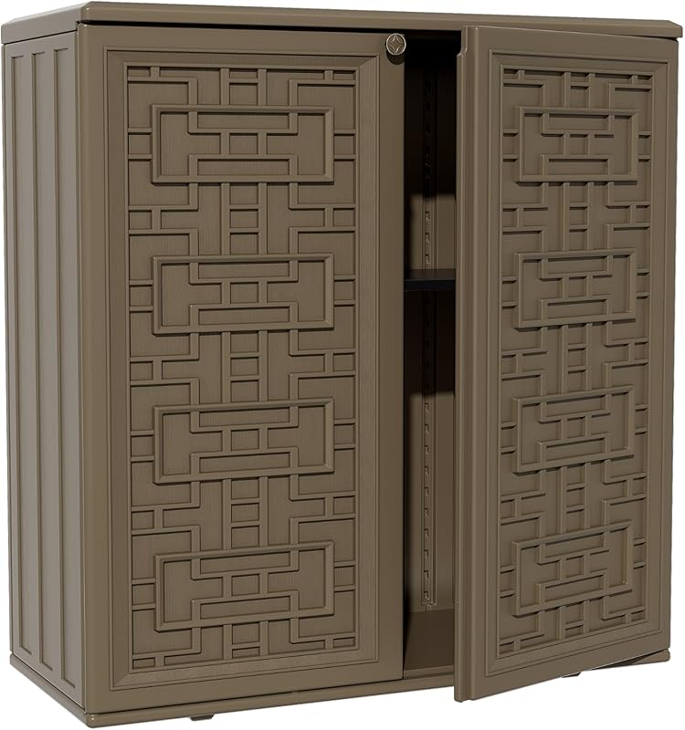 ZZM HDPE Outdoor Storage Shed, All-Weather Plastic Cabinet with Shelf,
