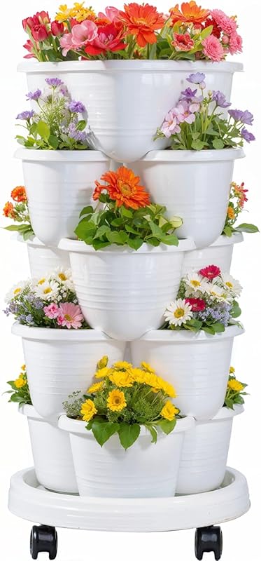 VECELO 5-Tier Self-Watering Vertical Garden Planter - Stackable Plante