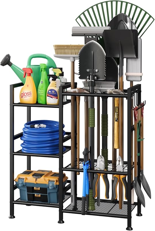 keomaisyto 3-Tier Heavy-Duty Garden Tool Organizer with 35 Slots, Hook